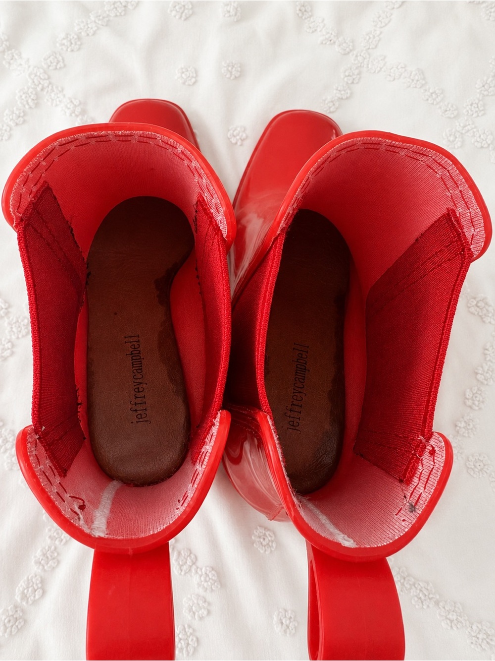 Jeffrey Campbell Red Jelly Rain Boots Ankle Booties Size 7 - Picture 7 of 7